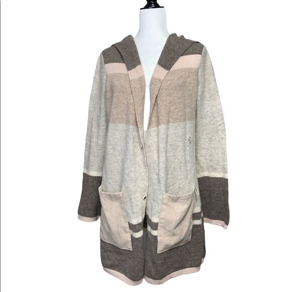 ANTHROPOLOGIE Angel Of The North Pure Lambswool Long Cardigan / Sweater Stripe - Picture 2 of 10